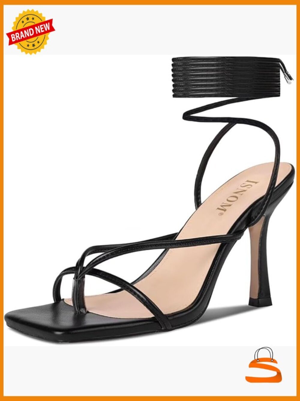 Square Toe Lace Up Stiletto Heels Sandals Women Strappy Wedding Heels